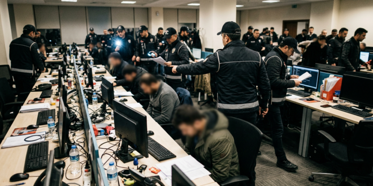 Polis ekipleri, çağrı merkezi olarak kullanılan bir ofise baskın düzenleyerek operasyon gerçekleştirdi.