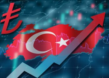 Türkiye haritası üzerinde yükselen kırmızı ok ve Türk lirası simgesi.